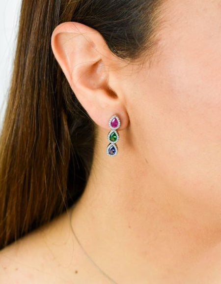 BOCCADAMO Orecchini Pendenti Gocce Multicolor in Argento 925