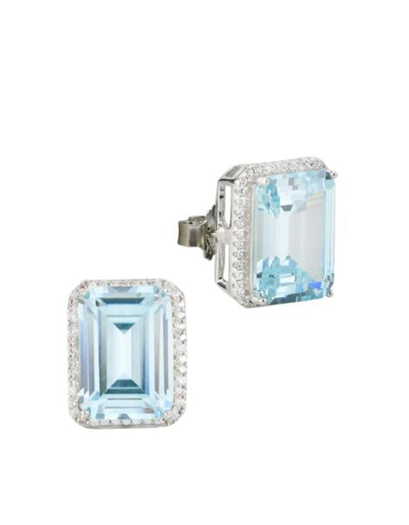 BOCCADAMO Orecchini al lobo con Cristallo Acquamarina e Zirconi Bianchi in Argento 925