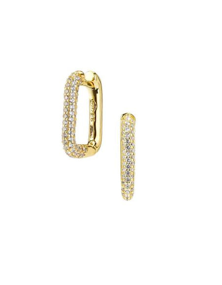 BOCCADAMO Orecchini Rettangolari Pavè di Zirconi in Argento 925 Dorato