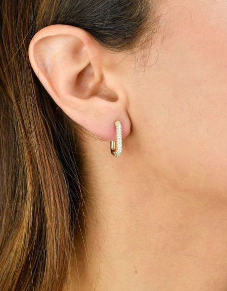 BOCCADAMO Orecchini Rettangolari Pavè di Zirconi in Argento 925 Dorato