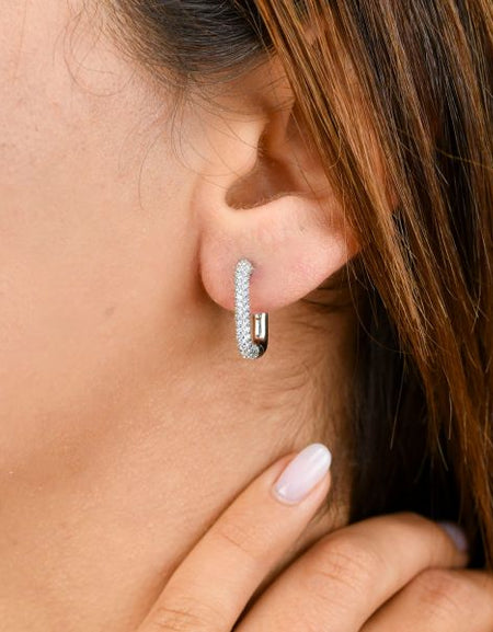 BOCCADAMO Orecchini Rettangolari con pavè di Zirconi Bianchi in Argento 925