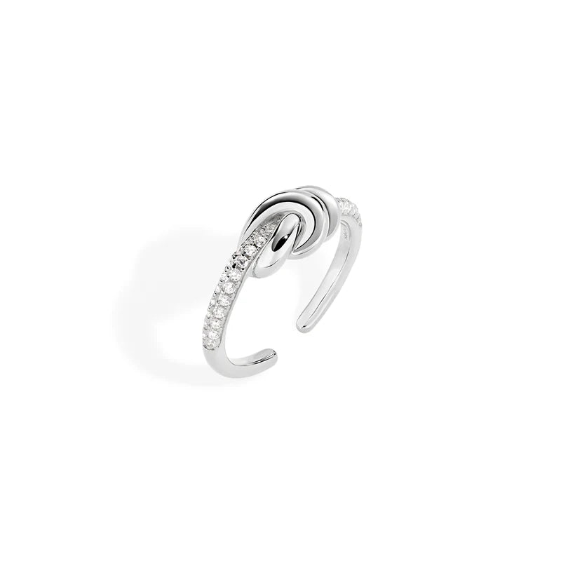 Amen Anello Nodo d'Amore in Ottone con Zirconi