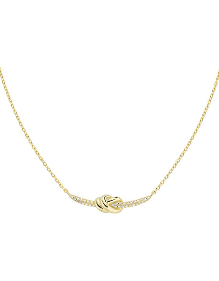 Amen Collana Nodo d'Amore in Ottone Dorato con Zirconi