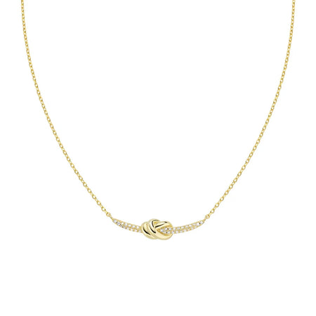 Amen Collana Nodo d'Amore in Ottone Dorato con Zirconi