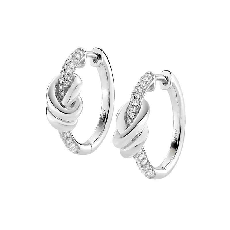 Amen Orecchini Nodo d'Amore in Ottone con Zirconi