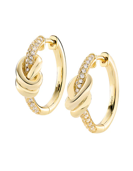 Amen Orecchini Nodo d'Amore in Ottone Dorato con Zirconi