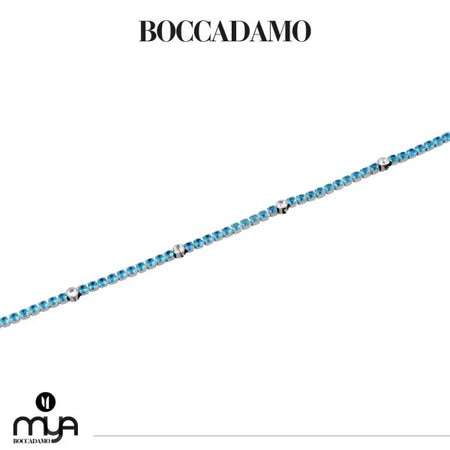 BOCCADAMO MYA Bracciale Tennis Zirconi Acquamarina e Bianchi in Acciaio