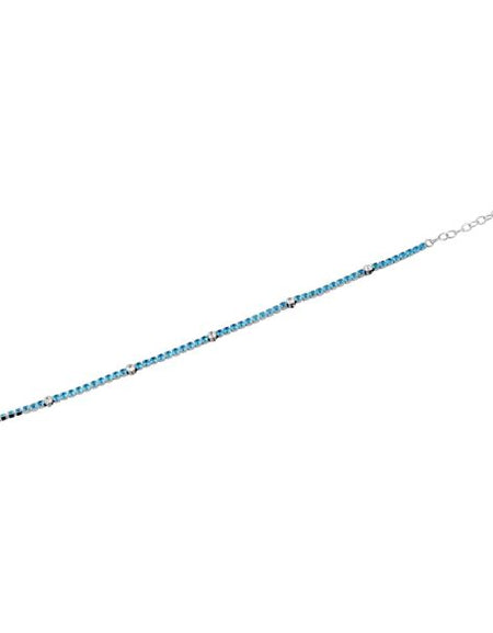 BOCCADAMO MYA Bracciale Tennis Zirconi Acquamarina e Bianchi in Acciaio