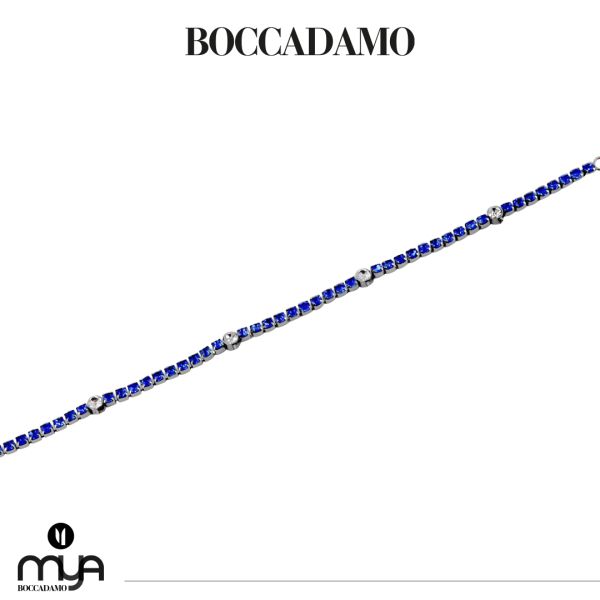 BOCCADAMO MYA Bracciale Tennis Zirconi Blu e Bianchi in Acciaio