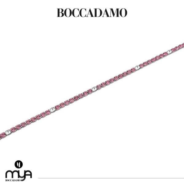 BOCCADAMO MYA Bracciale Tennis Zirconi Rosa e Bianchi in Acciaio