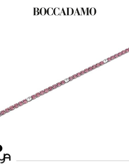 BOCCADAMO MYA Bracciale Tennis Zirconi Rosa e Bianchi in Acciaio