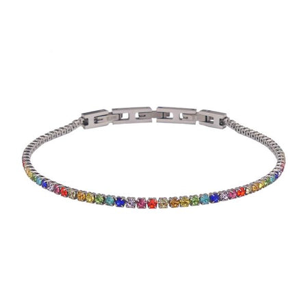 BOCCADAMO MYA Bracciale Tennis Rainbow 2.22mm con Zirconi Multicolor in Acciaio