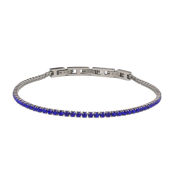 BOCCADAMO MYA Bracciale Tennis Zirconi Blu 2.22mm in Acciaio