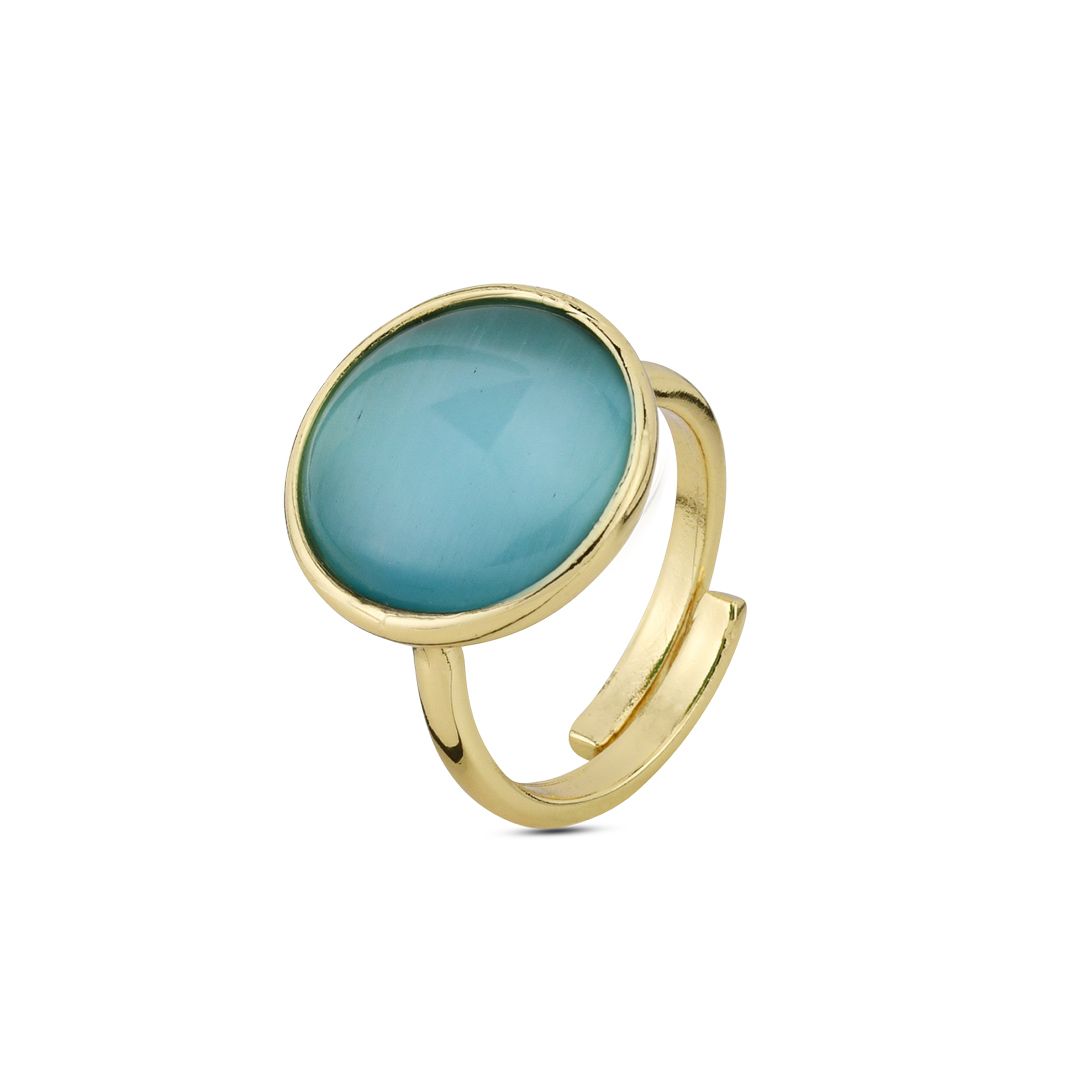 Anello placcato oro giallo con cristallo celeste BOCCADAMO