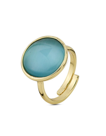 Anello placcato oro giallo con cristallo celeste BOCCADAMO