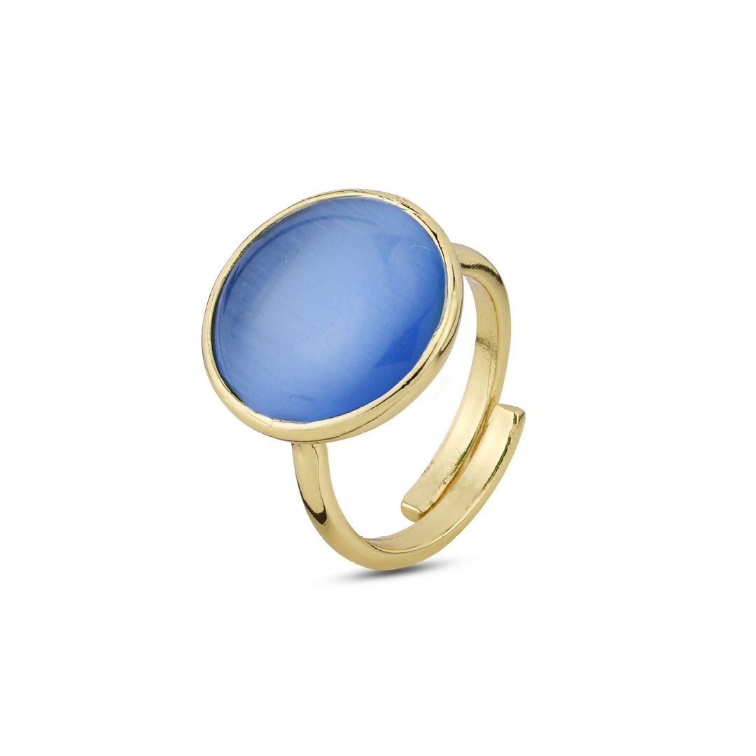 Anello placcato oro giallo con cristallo blu marino BOCCADAMO