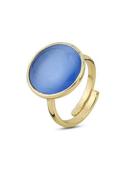Anello placcato oro giallo con cristallo blu marino BOCCADAMO