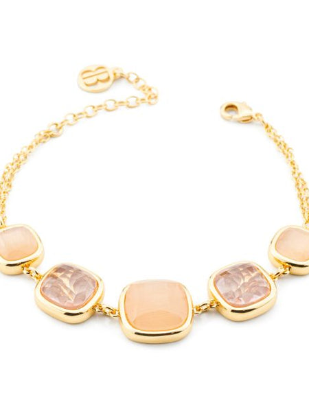 BOCCADAMO Bracciale a doppio filo Crisette con Cristalli Miele e Pesca