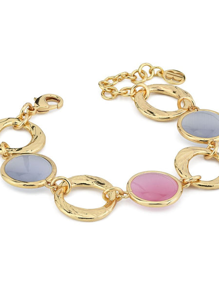 Bracciale placcato oro giallo con cristalli rosa chiaro e grigio BOCCADAMO