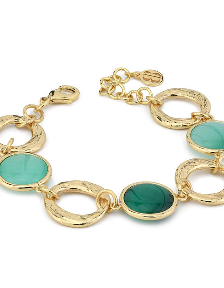 Bracciale placcato oro giallo con cristalli verde scuro e verde acqua BOCCADAMO
