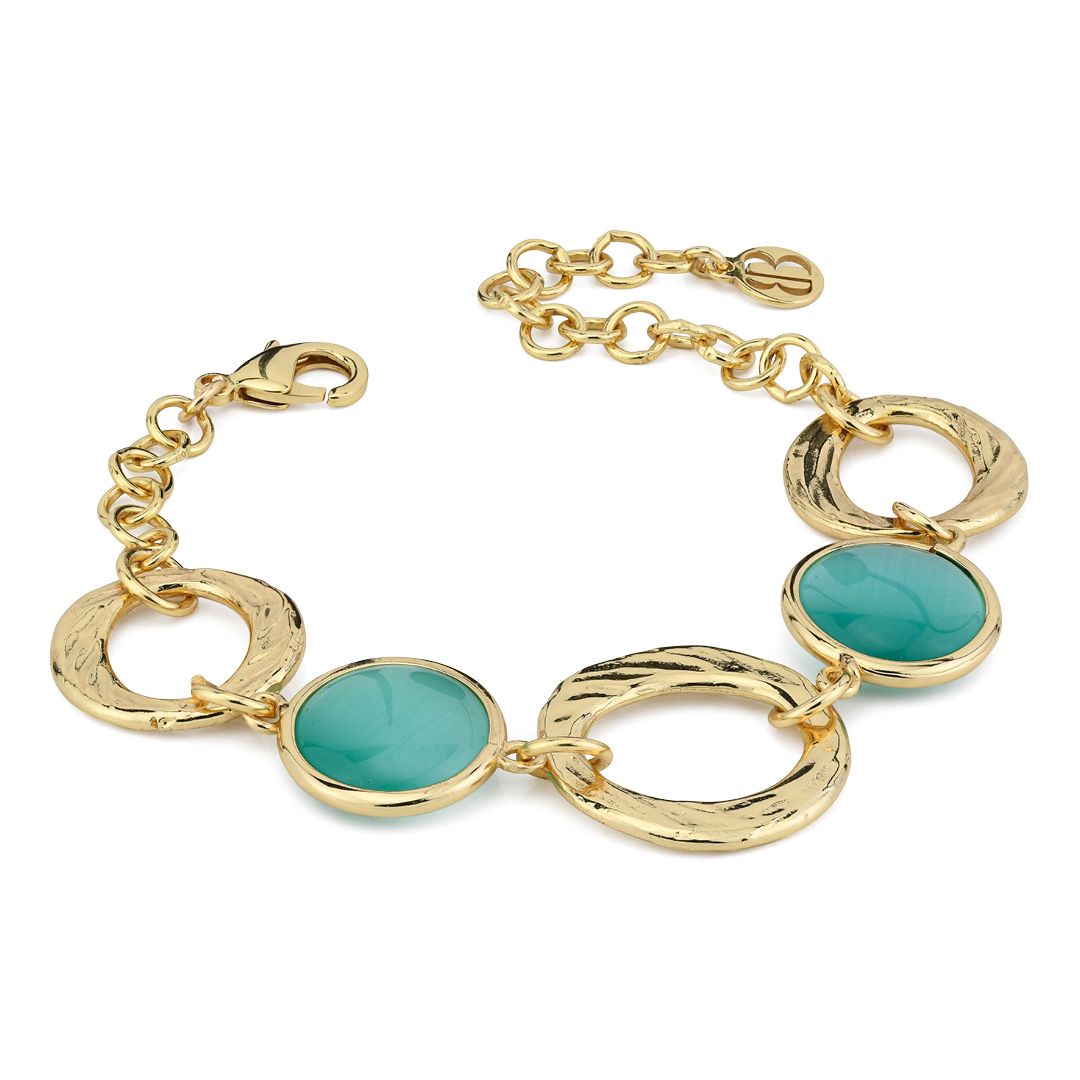 Bracciale placcato oro giallo con cristalli verde acqua BOCCADAMO