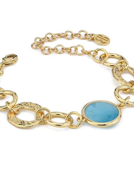 Bracciale placcato oro giallo con cristallo celeste BOCCADAMO