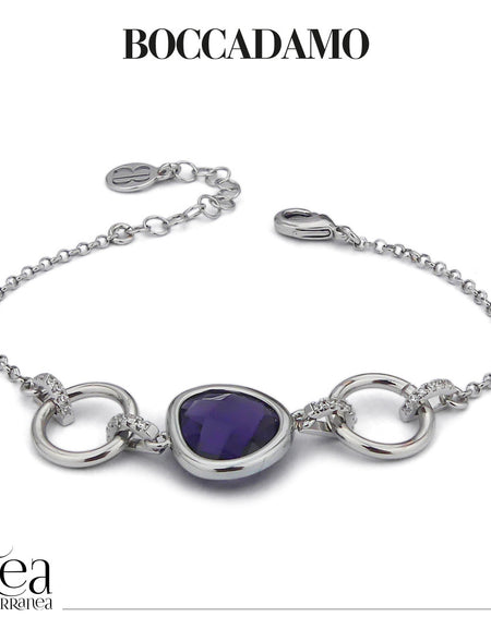 BOCCADAMO Bracciale Crisette con Cristallo Color Ametista in Bronzo Rodiato