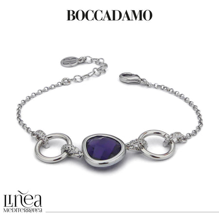 BOCCADAMO Bracciale Crisette con Cristallo Color Ametista in Bronzo Rodiato