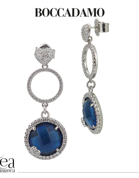 BOCCADAMO Orecchini Pendenti Sharada Rodiati con Cristallo Blu Montana
