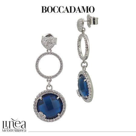BOCCADAMO Orecchini Pendenti Sharada Rodiati con Cristallo Blu Montana