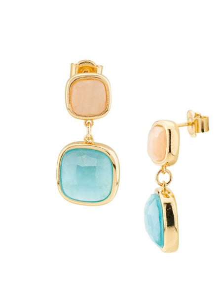 BOCCADAMO Orecchini Pendenti Crisette con Cristalli Acquamarina e Pesca