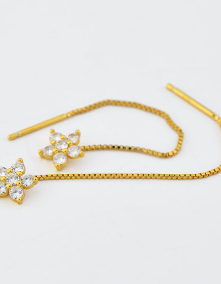 BOCCADAMO MYA Orecchini Fiori di zirconi Dorati con filo a Cascata