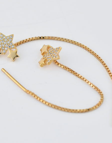 BOCCADAMO MYA Orecchini Stelline di zirconi Dorati con filo a Cascata