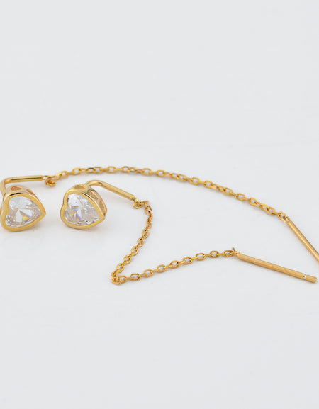 BOCCADAMO MYA Orecchini Taglio Cuore Dorati con filo a Cascata