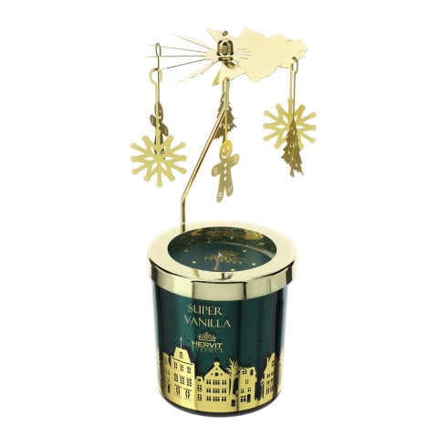 HERVIT Candela Profumata Super Vanilla con Giostrina