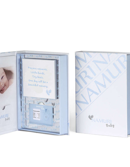 NAMURI BABY Cofanetto Blister Ciondolo Quadrifoglio Azzurro con Diamante 0.03ct