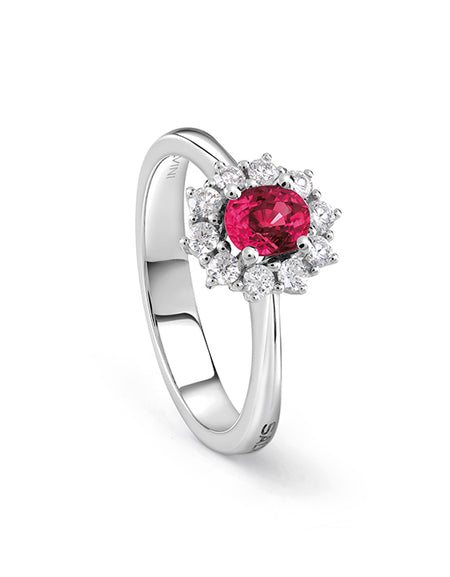 SALVINI Anello Donna Love for Color Cestino con Rubino e Diamanti in Oro 18kt