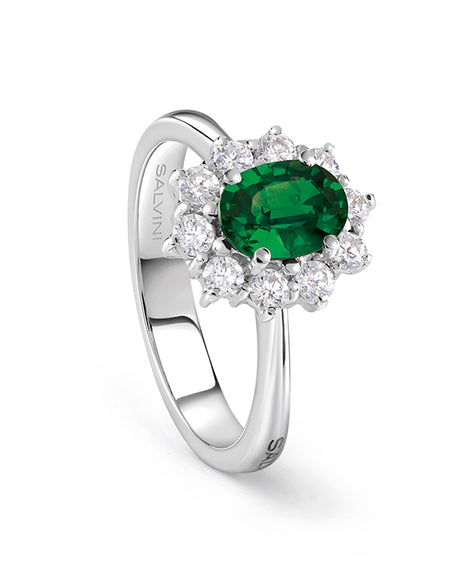 SALVINI Anello Donna Color for Love con Smeraldo e Diamanti in Oro 18kt