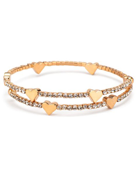 BOCCADAMO MYA Bracciale Donna Rigido Rosè Tennis di Zirconi Bianchi e Moduli Cuore