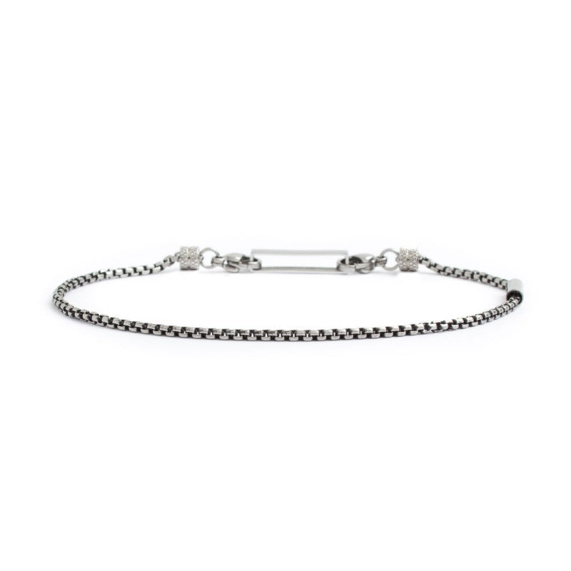 MARLÙ Bracciale a catena Rounded Box 2mm in acciaio brunito