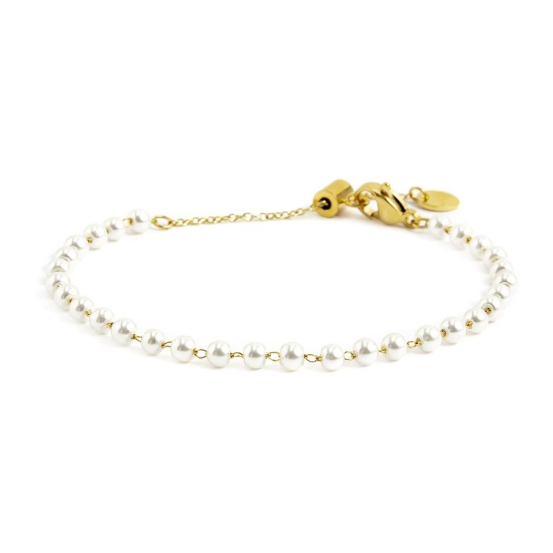 MARLÙ Bracciale di perle 3.3mm in acciaio dorato