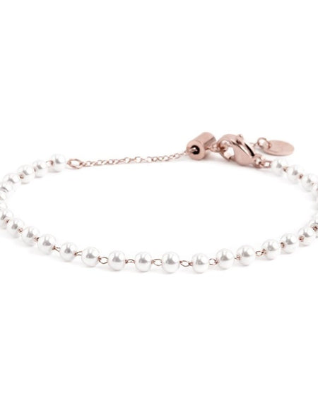 MARLÙ Bracciale di perle 3.3mm in acciaio rosè