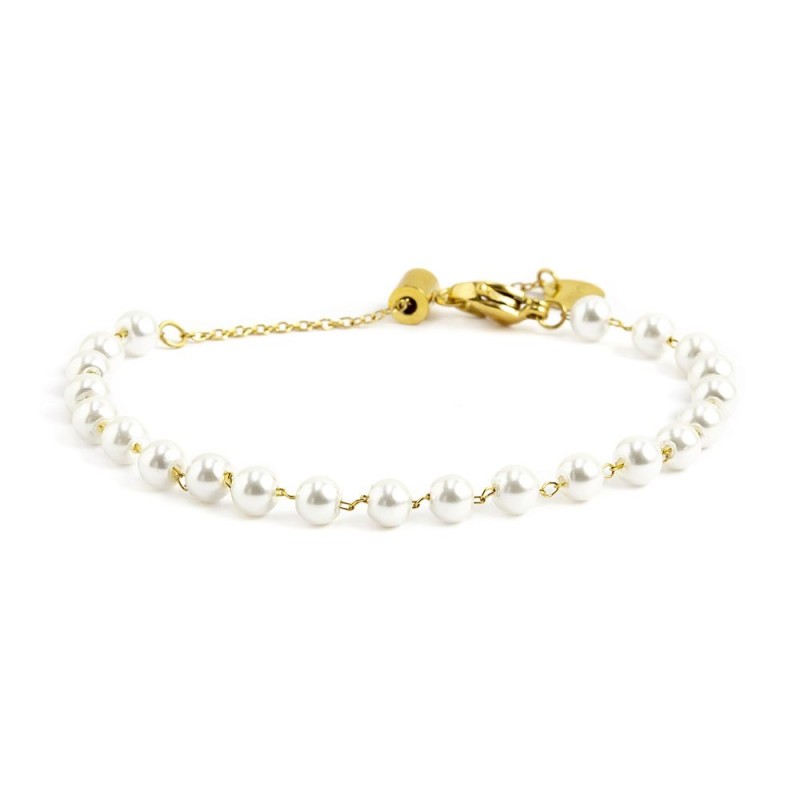 MARLÙ Bracciale di perle 4.3mm in acciaio dorato