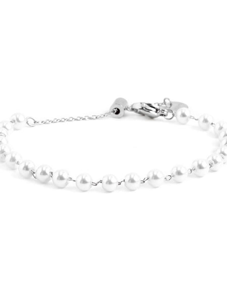 MARLÙ Bracciale di perle 4.3mm in acciaio