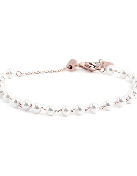 MARLÙ Bracciale di perle 4.3mm in acciaio rosè