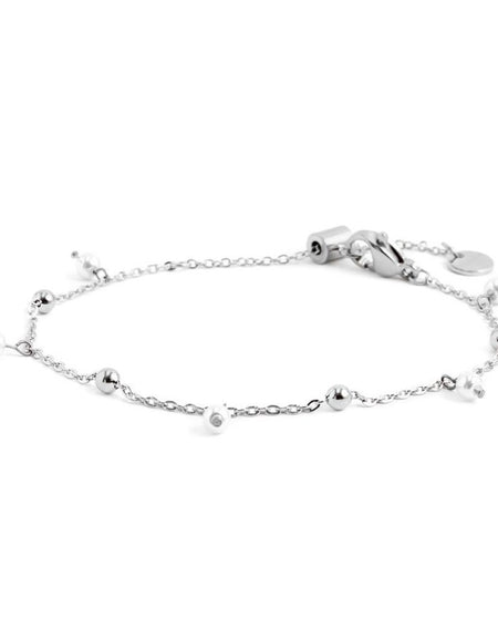 MARLÙ Bracciale con perle e sfere alternate in acciaio