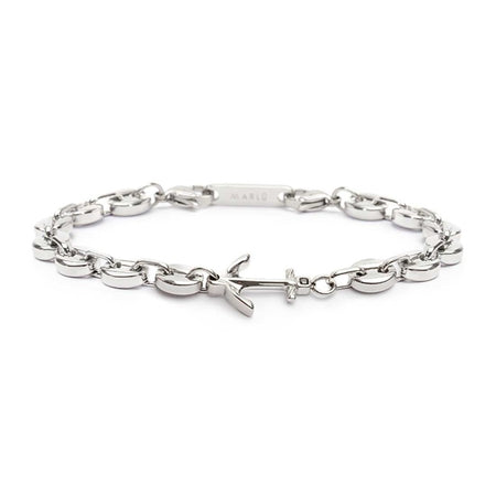 MARLÙ Bracciale Ancora centrale maglia marina in acciaio