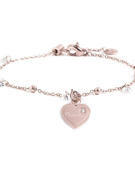 MARLÙ Bracciale con zirconi e sfere in acciaio rosè Maestra