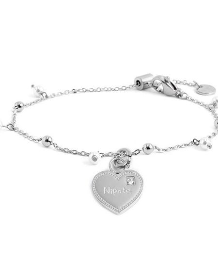 MARLÙ Bracciale con perle e sfere in acciaio Nipote