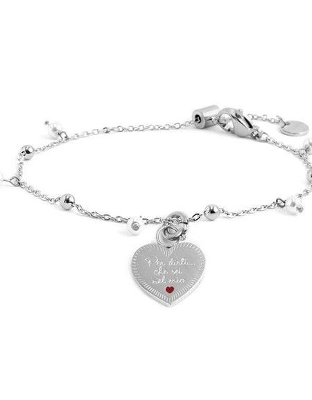 MARLÙ Bracciale con perle e sfere in acciaio Nipote